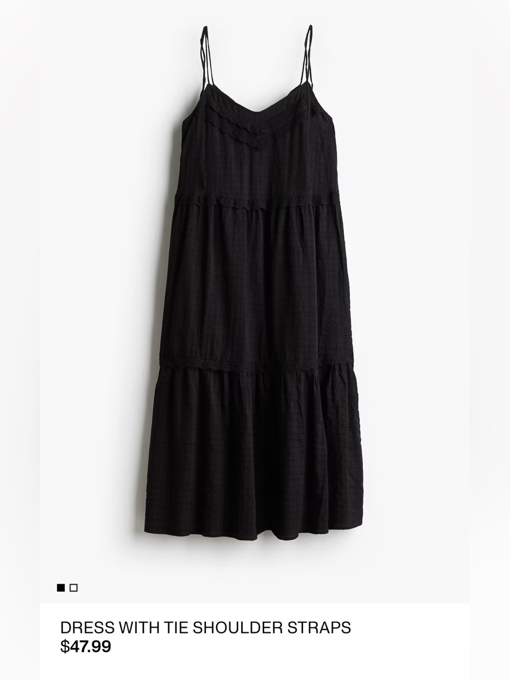 H&M DRESS WITH TIE SHOULDER STRAPS